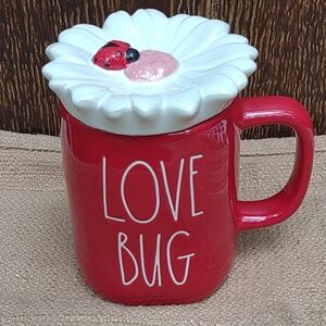 NEW Rae Dunn ‘LOVE BUG’ Mug with Ladybug On Flower Topper